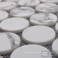 Marble Look Recycled Concaved Round Glass Mosaic Tile